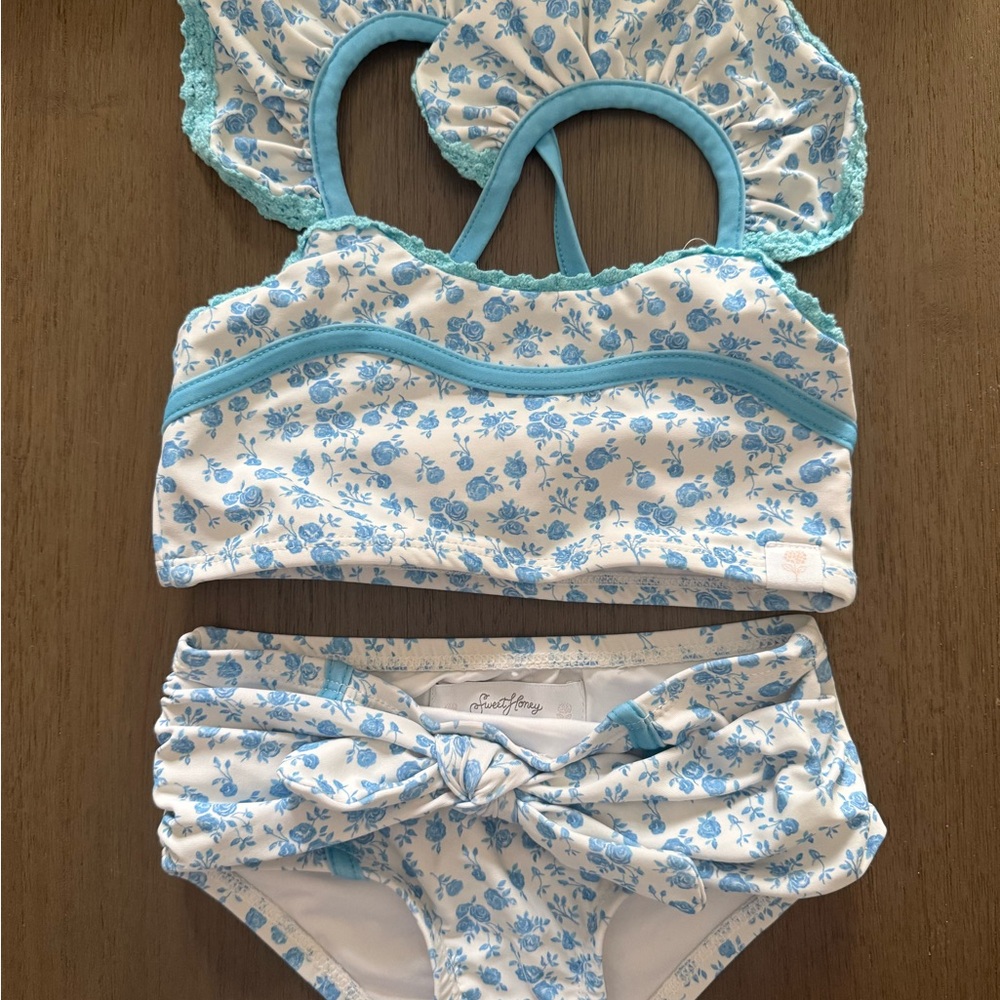 SweetHoney Blue Floral Kids Bikini Set